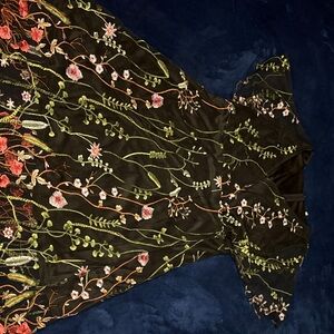 Floral Embroidered Black Dress